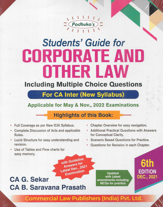 Students Guide for Corporate and Other Law for CA Inter (New Syllabus)