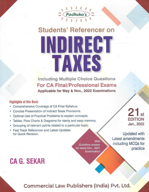 Students Referencer on Indirect Taxes for CA Final/Professionals Exams